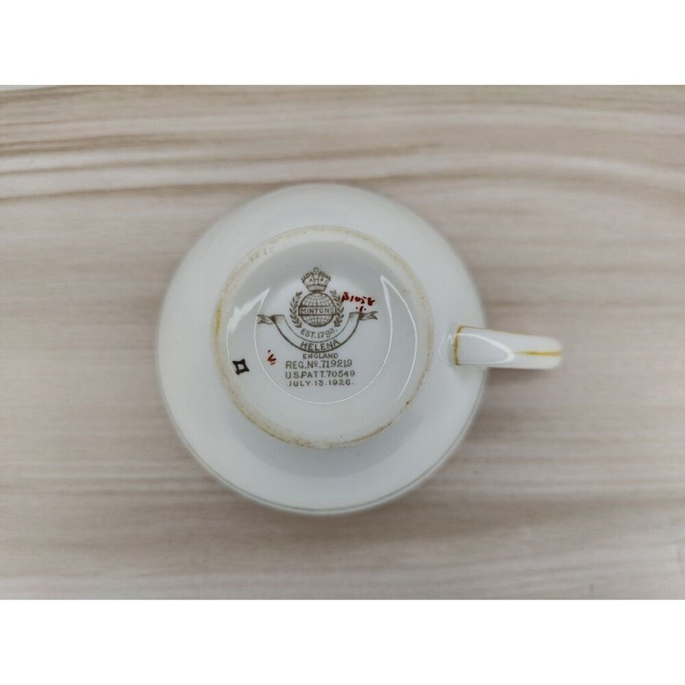 Mintons Helena Dark Green Footed Cup And Saucer England Bone China - Picture 7 of 12